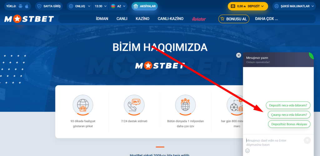 Mostbet Azerbaycan chat